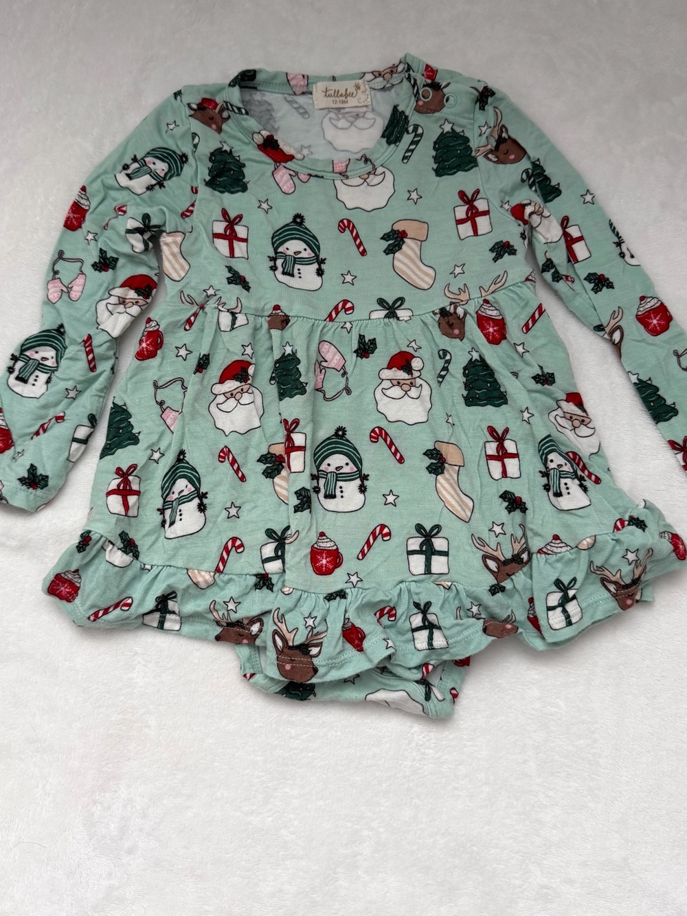 Tullabee bamboo Christmas dress onesie